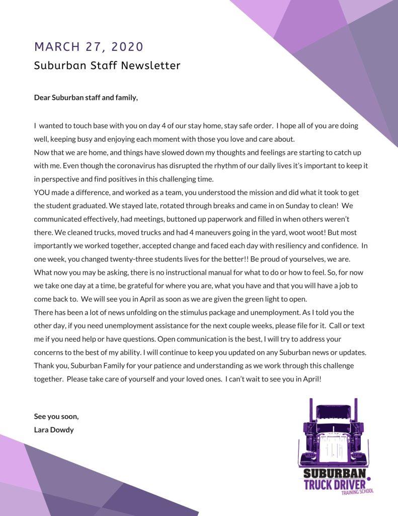 Staff Letter